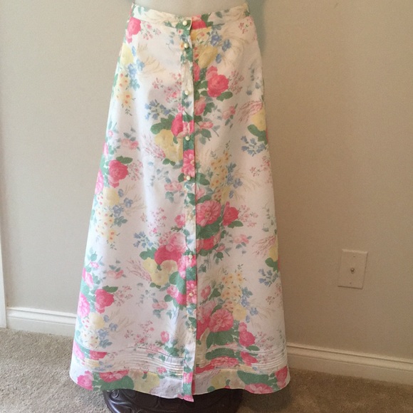 Ralph Lauren Dresses & Skirts - Ralph Lauren Skirt Cotton Floral Button Front SZ 8
